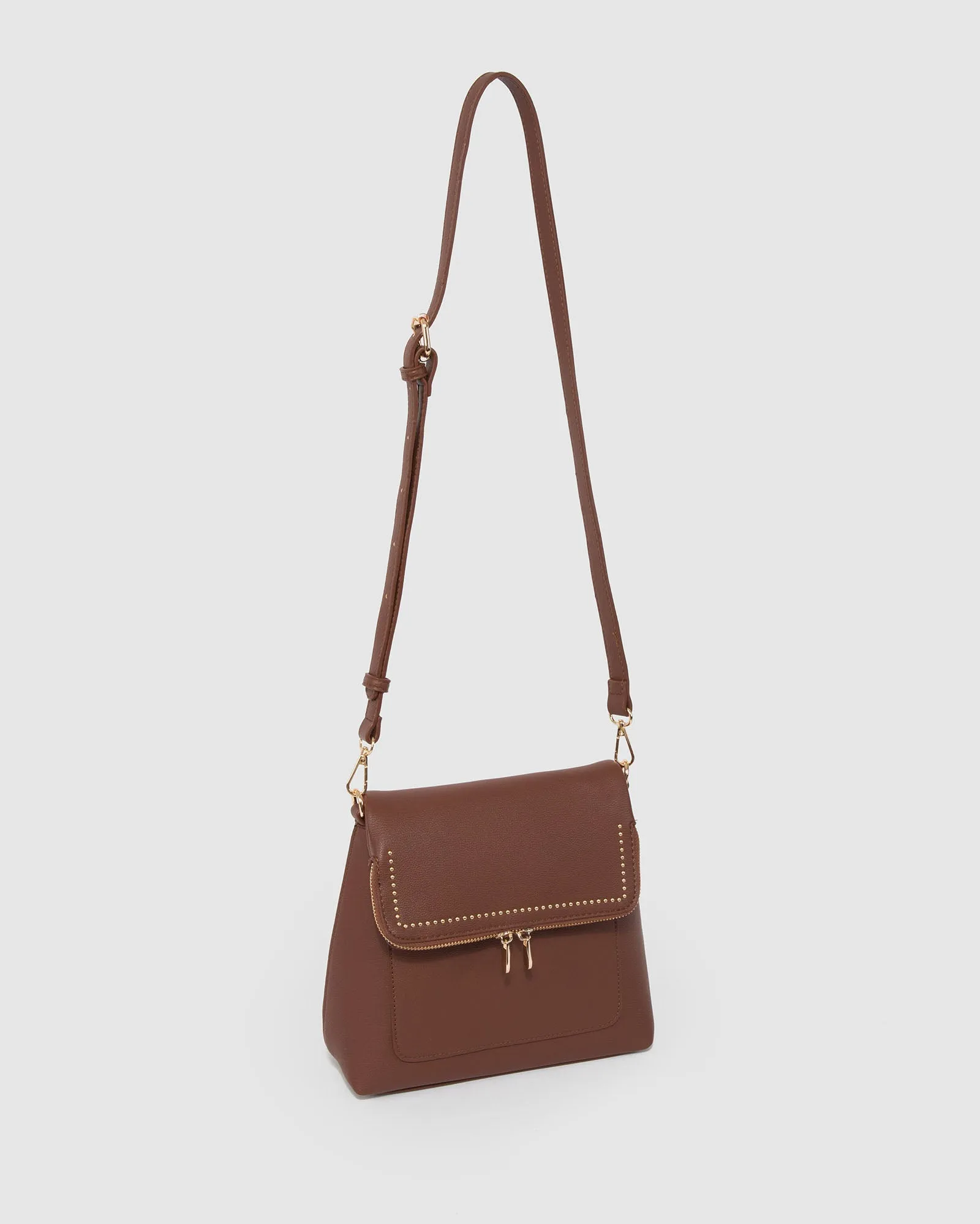 Brown Chloe Flap Over Crossbody Bag sold by Collete Hayman product image thumbnail 3