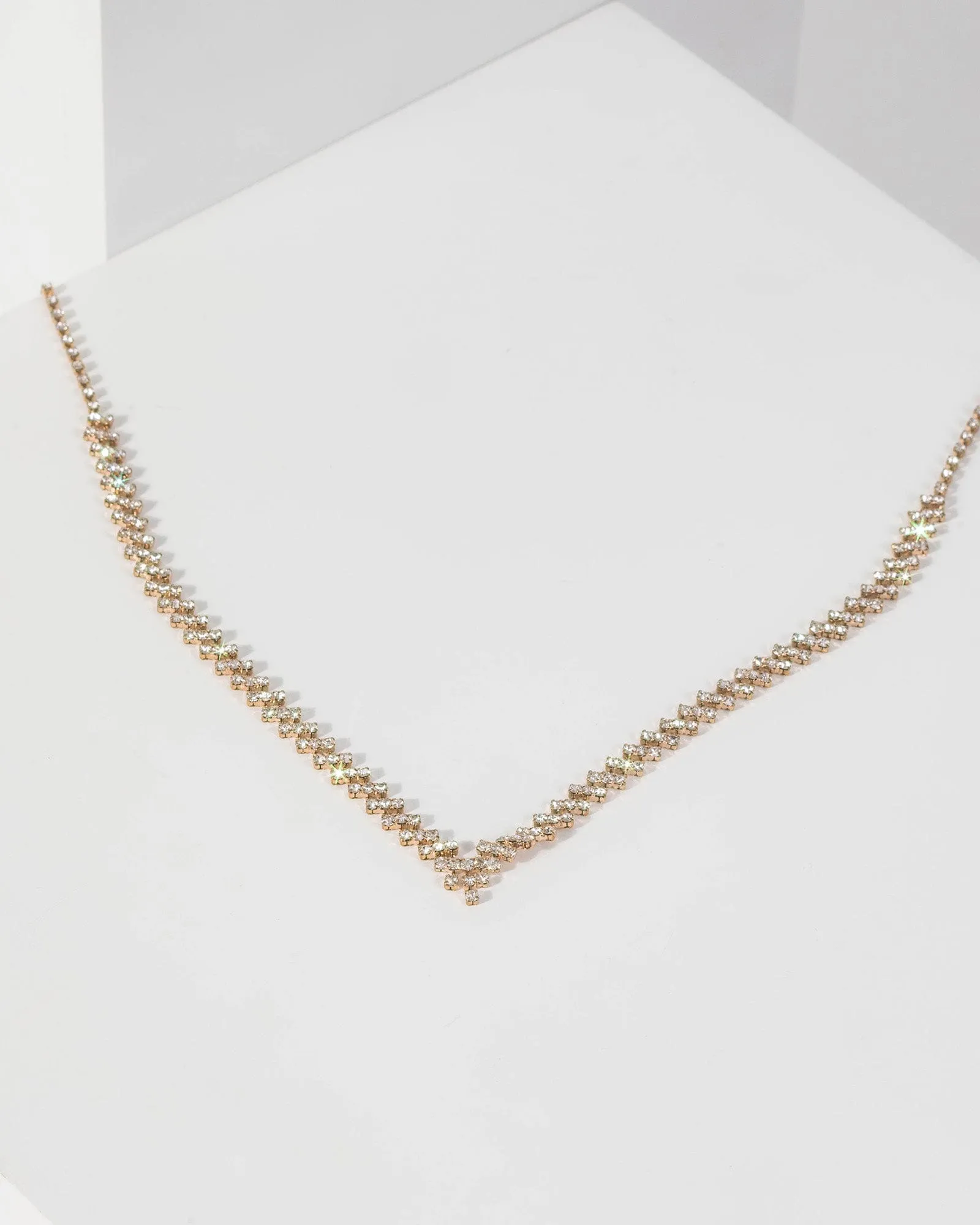 Gold Diamante Cup Chain Teardrop Necklace sold by Collete Hayman