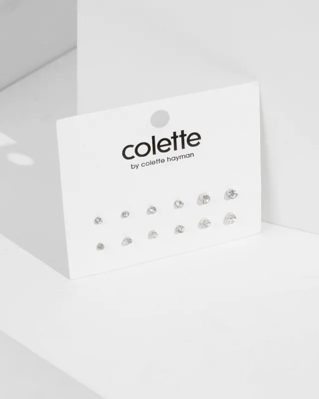 Silver 6 Pack Small Crystal Stud Earrings sold by Collete Hayman