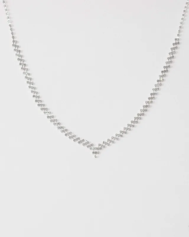 Silver Diamante Cup Chain Teardrop Necklace sold by Collete Hayman