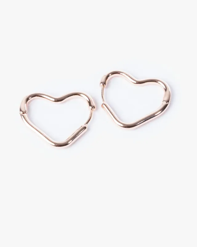 Rose Gold Heart Clicker Hoop Earrings sold by Collete Hayman