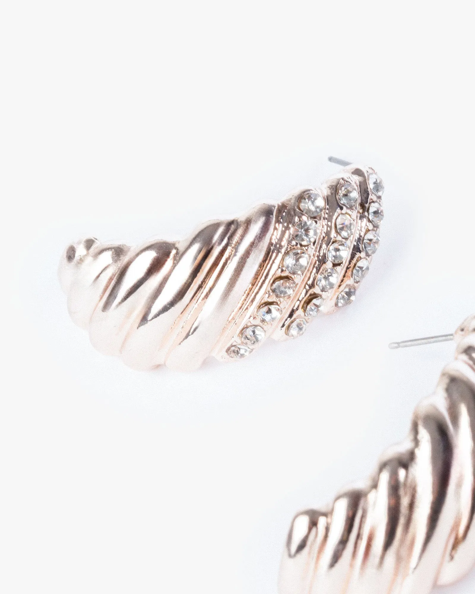 Crystal Pave Ribbed Hoop Earrings sold by Collete Hayman product image thumbnail 3