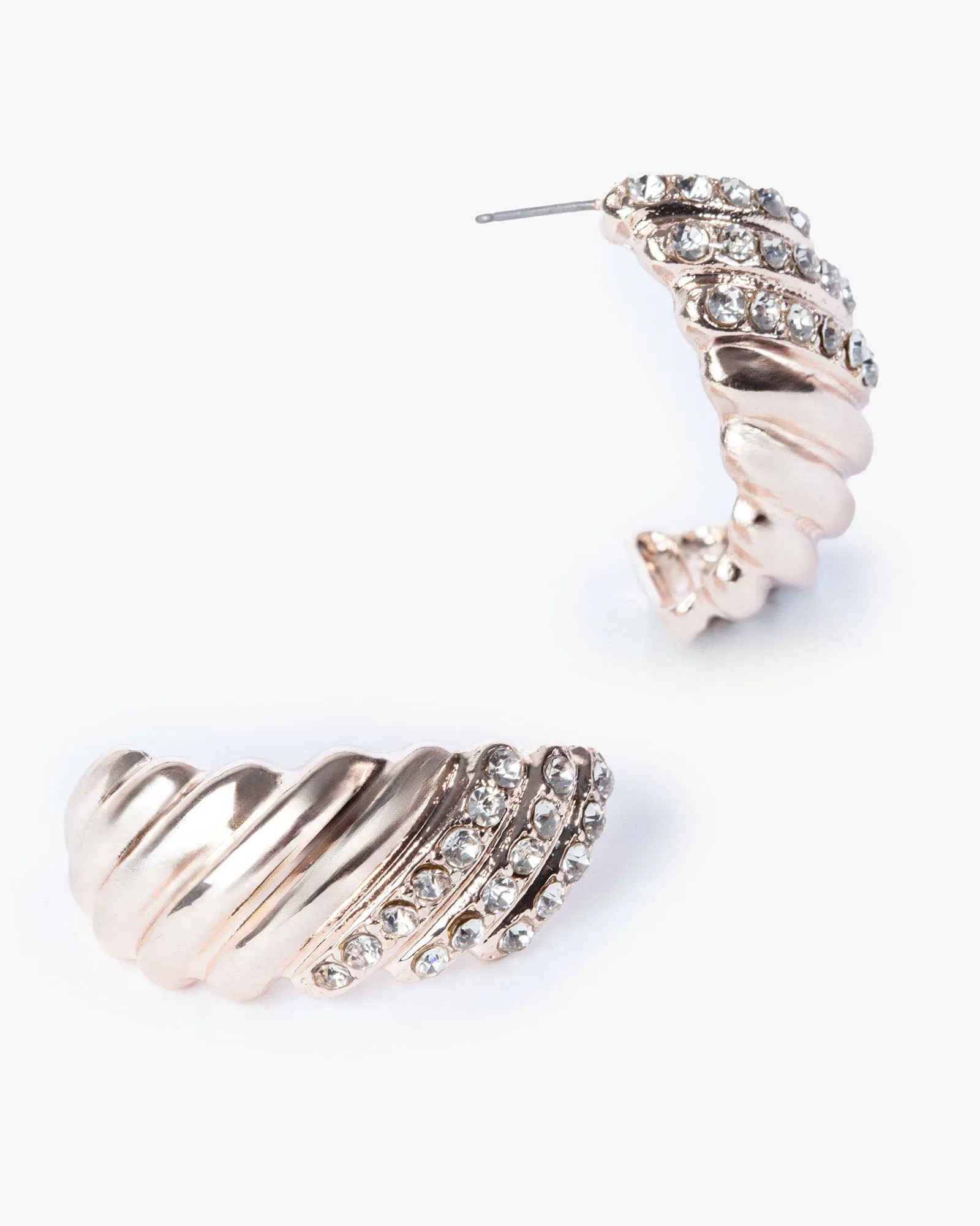 Crystal Pave Ribbed Hoop Earrings sold by Collete Hayman