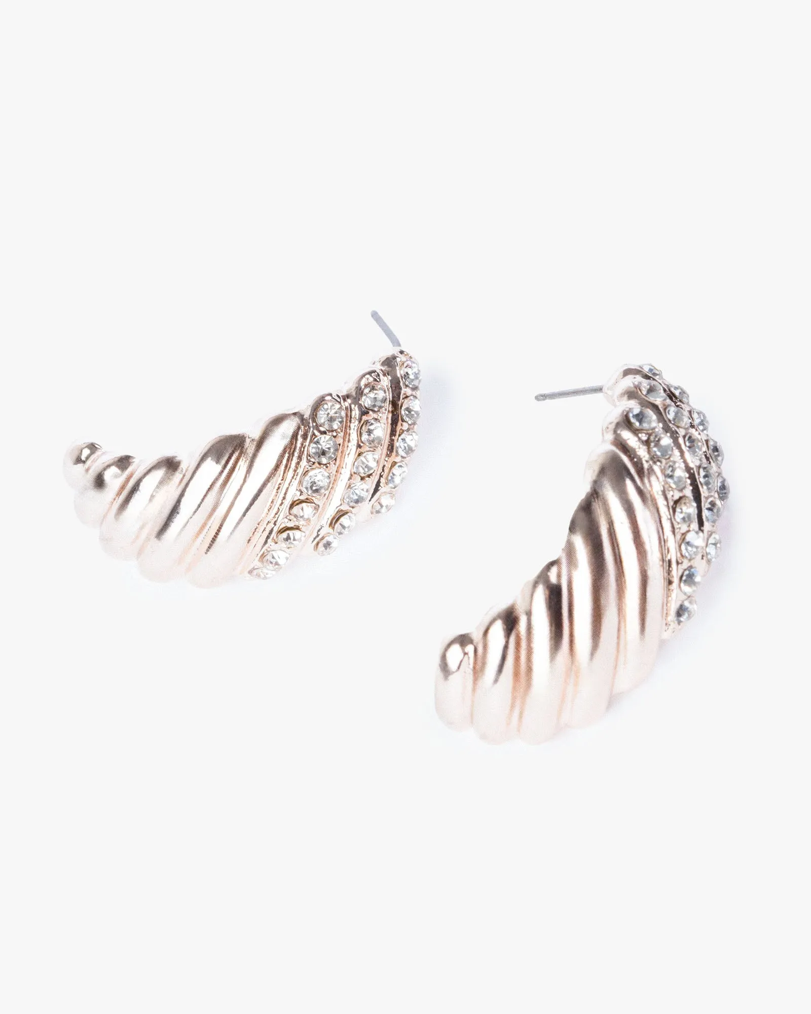 Crystal Pave Ribbed Hoop Earrings sold by Collete Hayman product image thumbnail 2