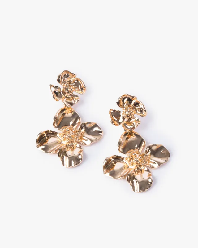 Gold Flower Drop Earrings sold by Collete Hayman
