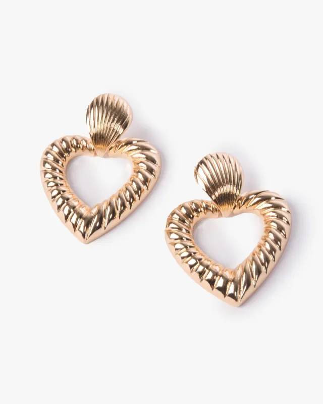 Gold Heart Door Knocker Earrings sold by Collete Hayman
