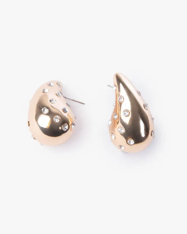 Gold Crystal Tear Drop Stud Earrings sold by Collete Hayman