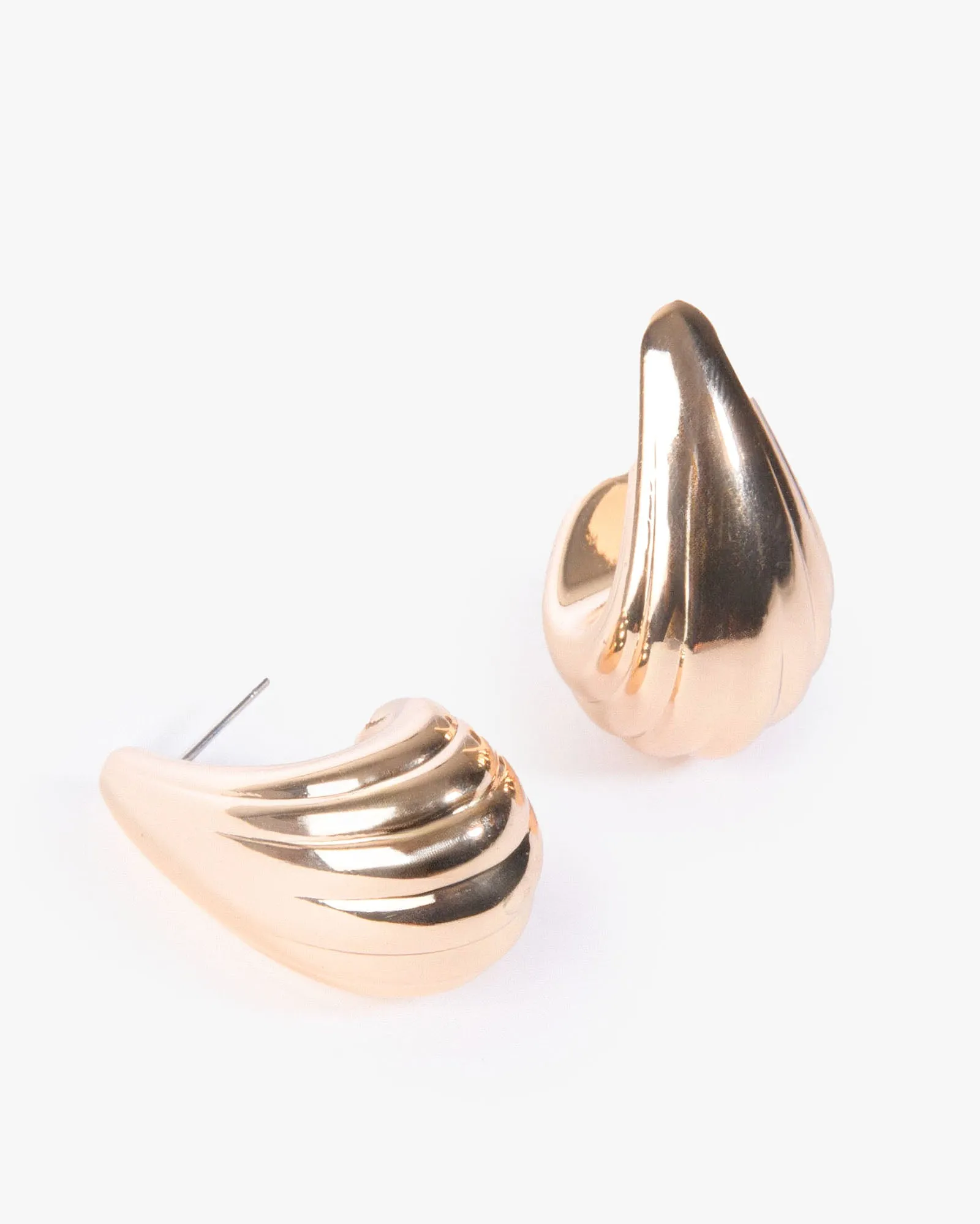 Gold Textured Tear Drop Stud Earrings sold by Collete Hayman