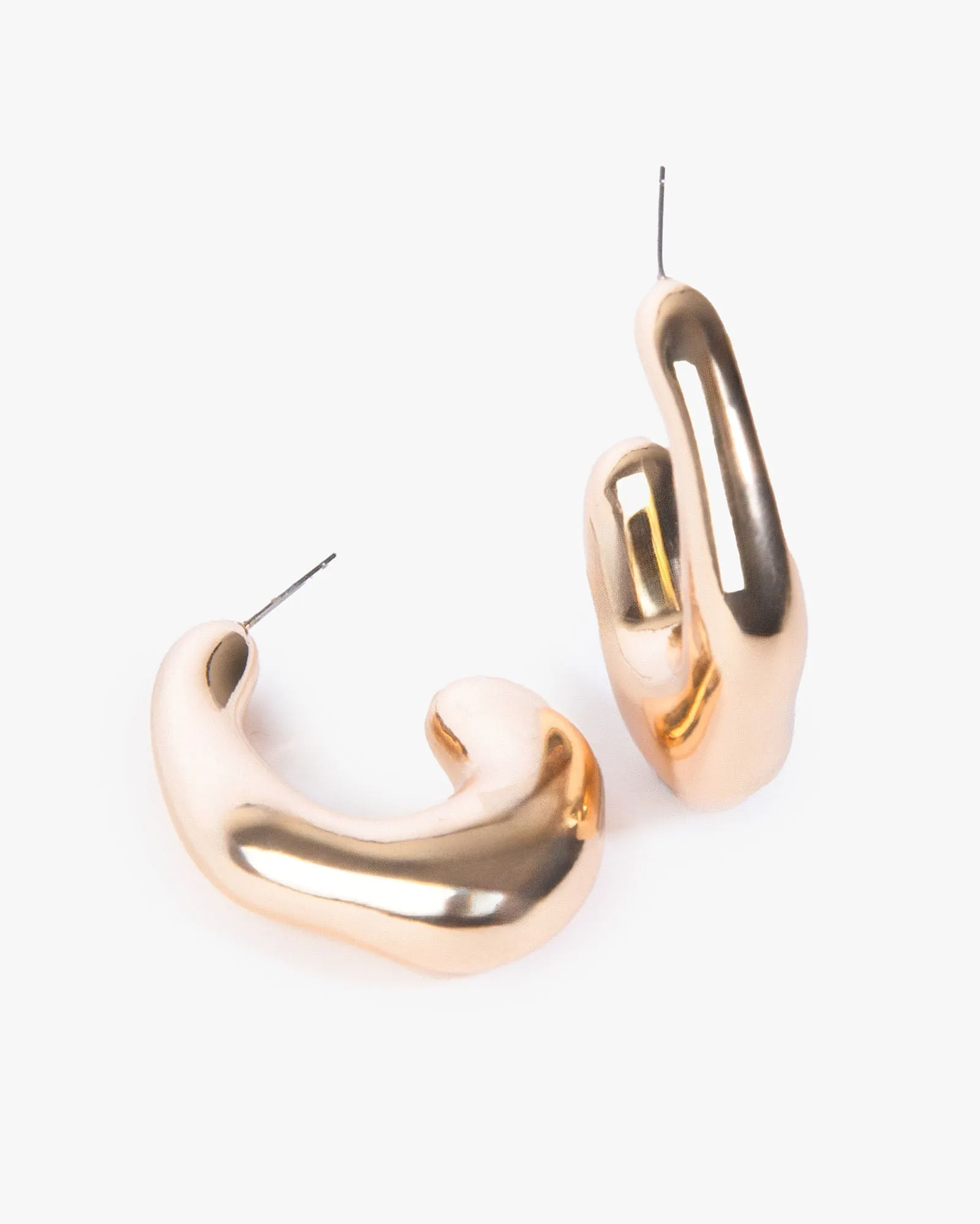 Gold Wavey Organic Oval Hoop Earrings sold by Collete Hayman