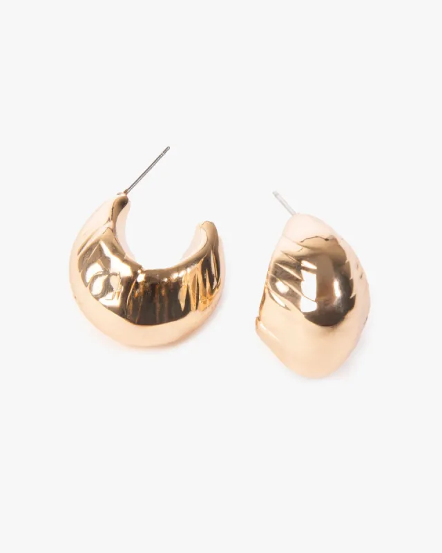 Gold Textured Chubby Small Hoop Earrings sold by Collete Hayman