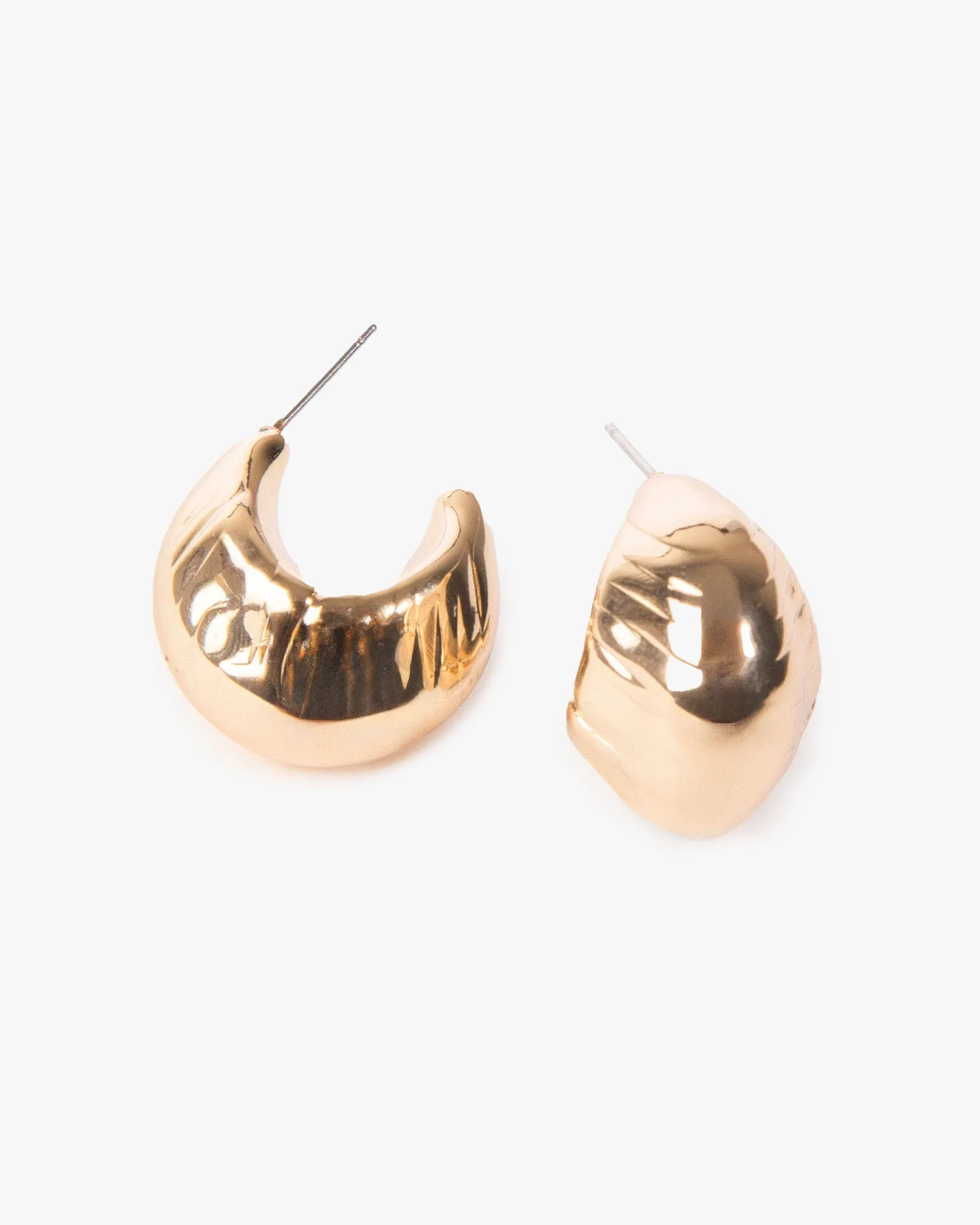Gold Textured Chubby Small Hoop Earrings sold by Collete Hayman