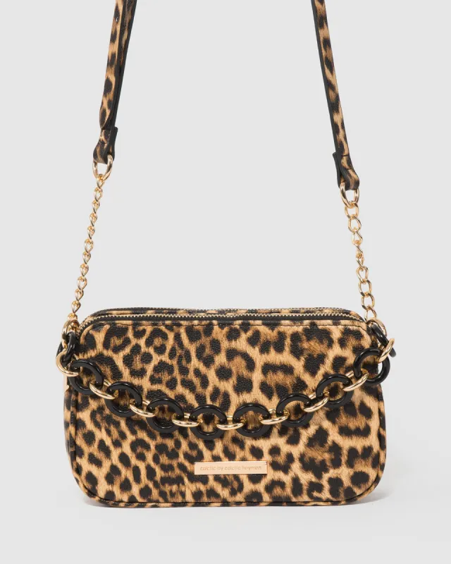 Leopard Print Caroline Chain Crossbody Bag sold by Collete Hayman