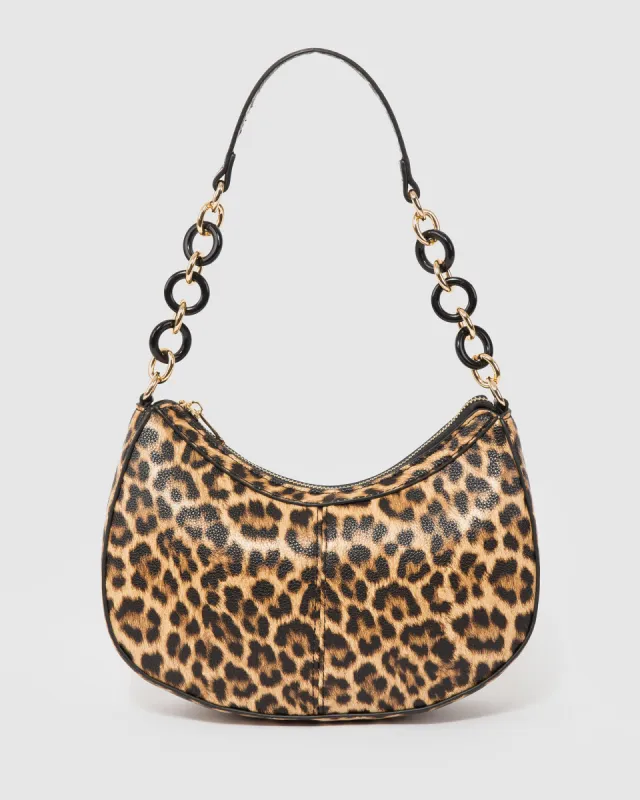 Leopard Print Posie Chain Shoulder Bag made by Collete Hayman