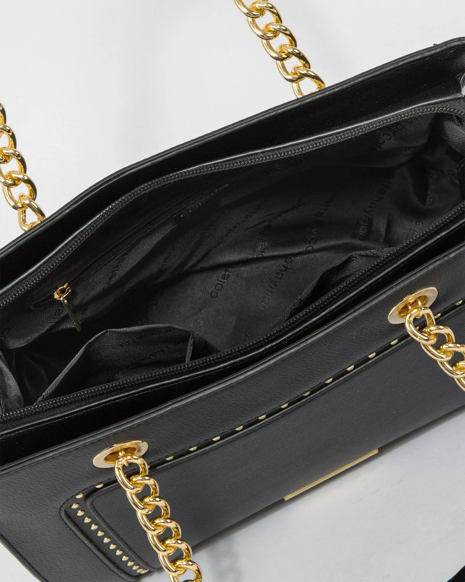 Black Ella Stud Panel Tote Bag sold by Collete Hayman product image thumbnail 5