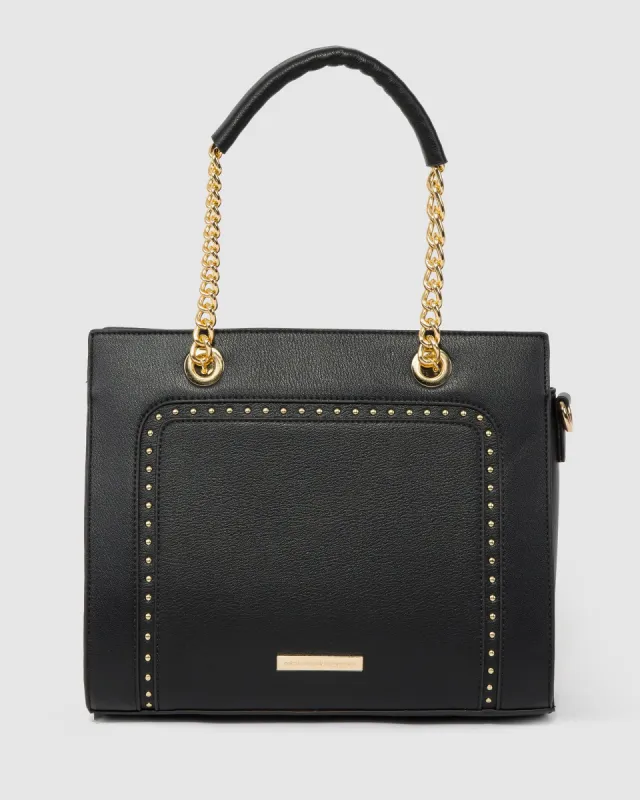 Black Ella Stud Panel Tote Bag sold by Collete Hayman