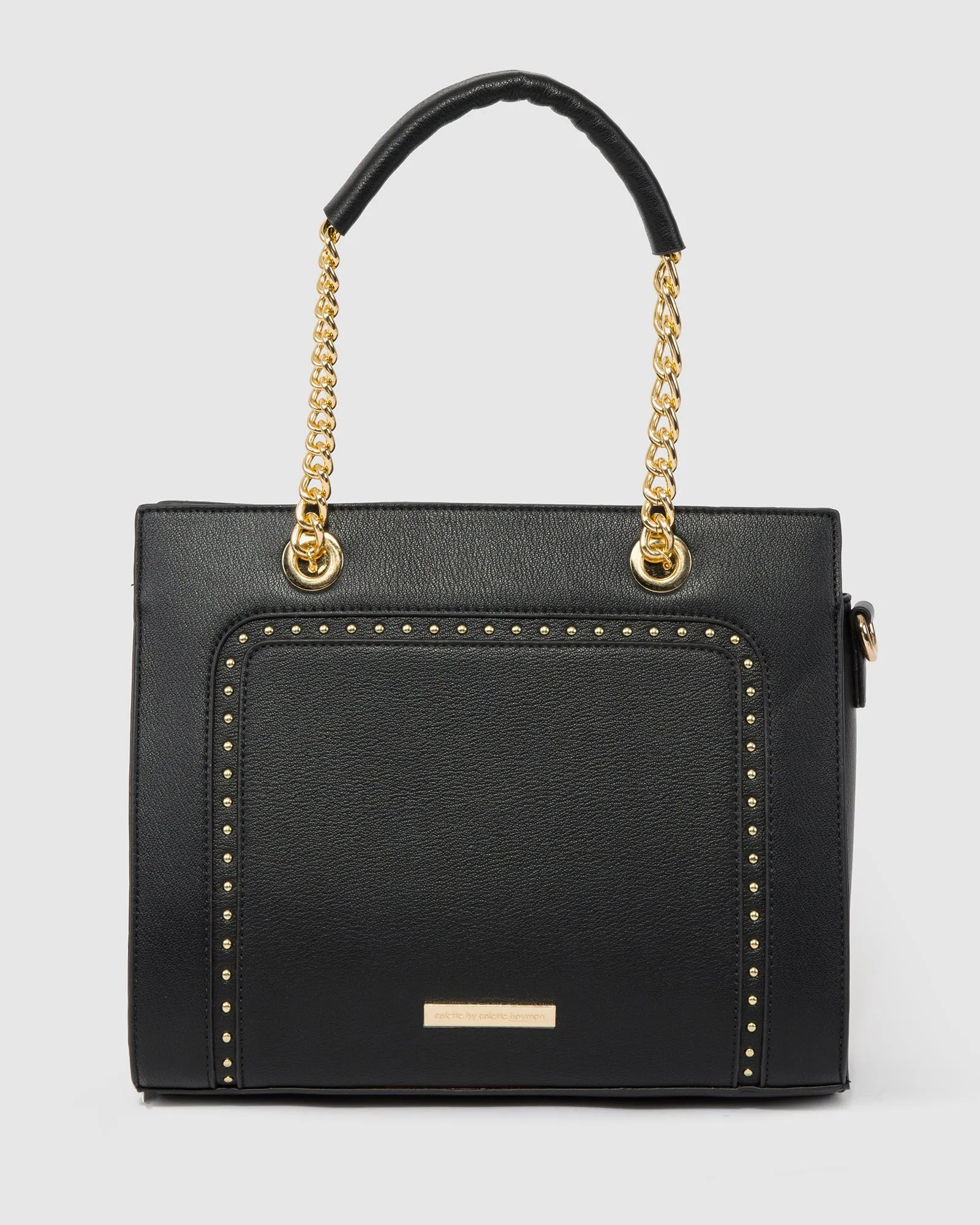 Black Ella Stud Panel Tote Bag sold by Collete Hayman