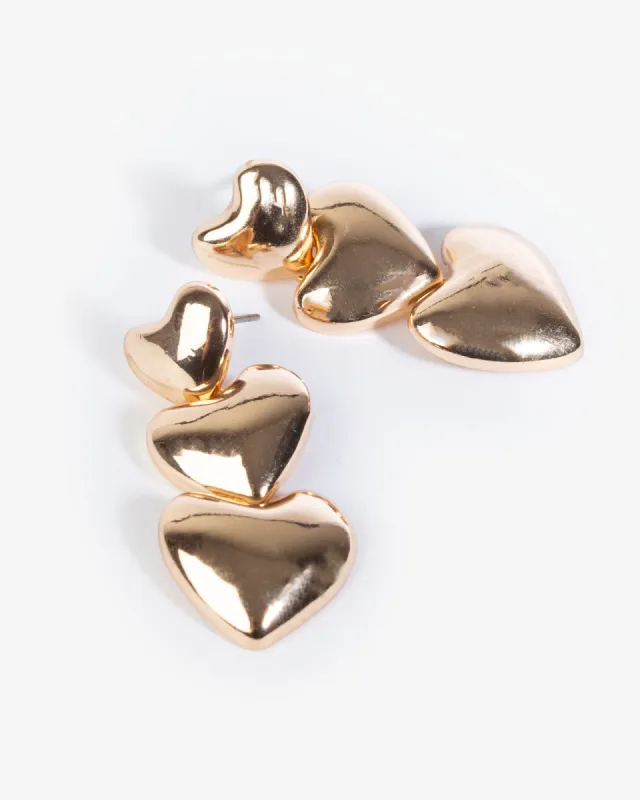 Gold Smooth Heart Drop Earrings sold by Collete Hayman