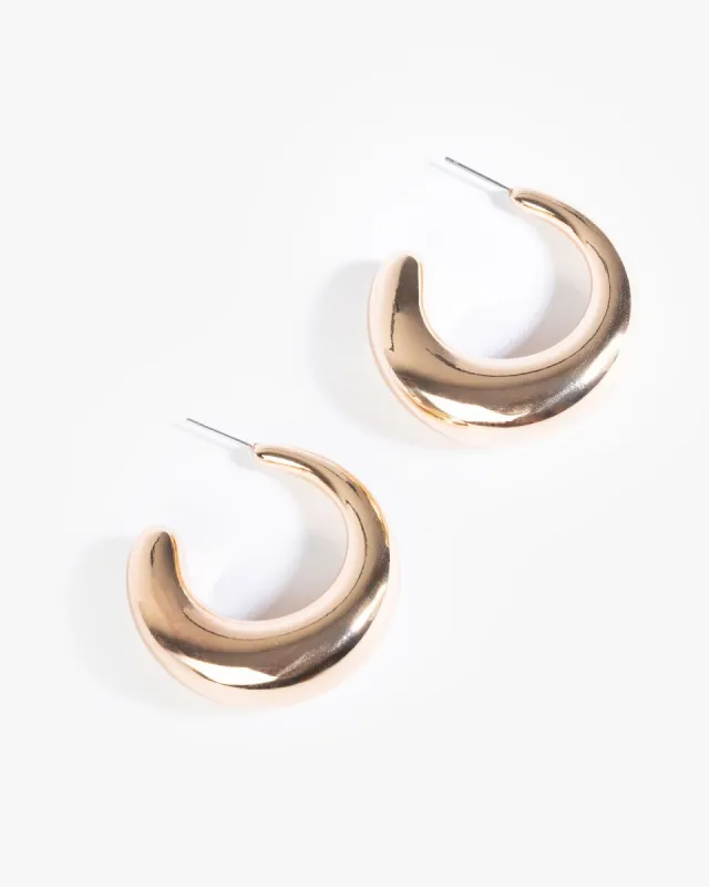Gold Smooth Mid Hoop Earrings sold by Collete Hayman