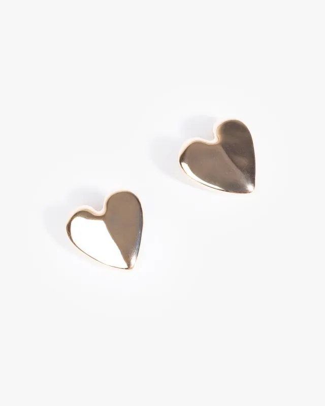 Gold Irregular Heart Statement Stud Earrings sold by Collete Hayman