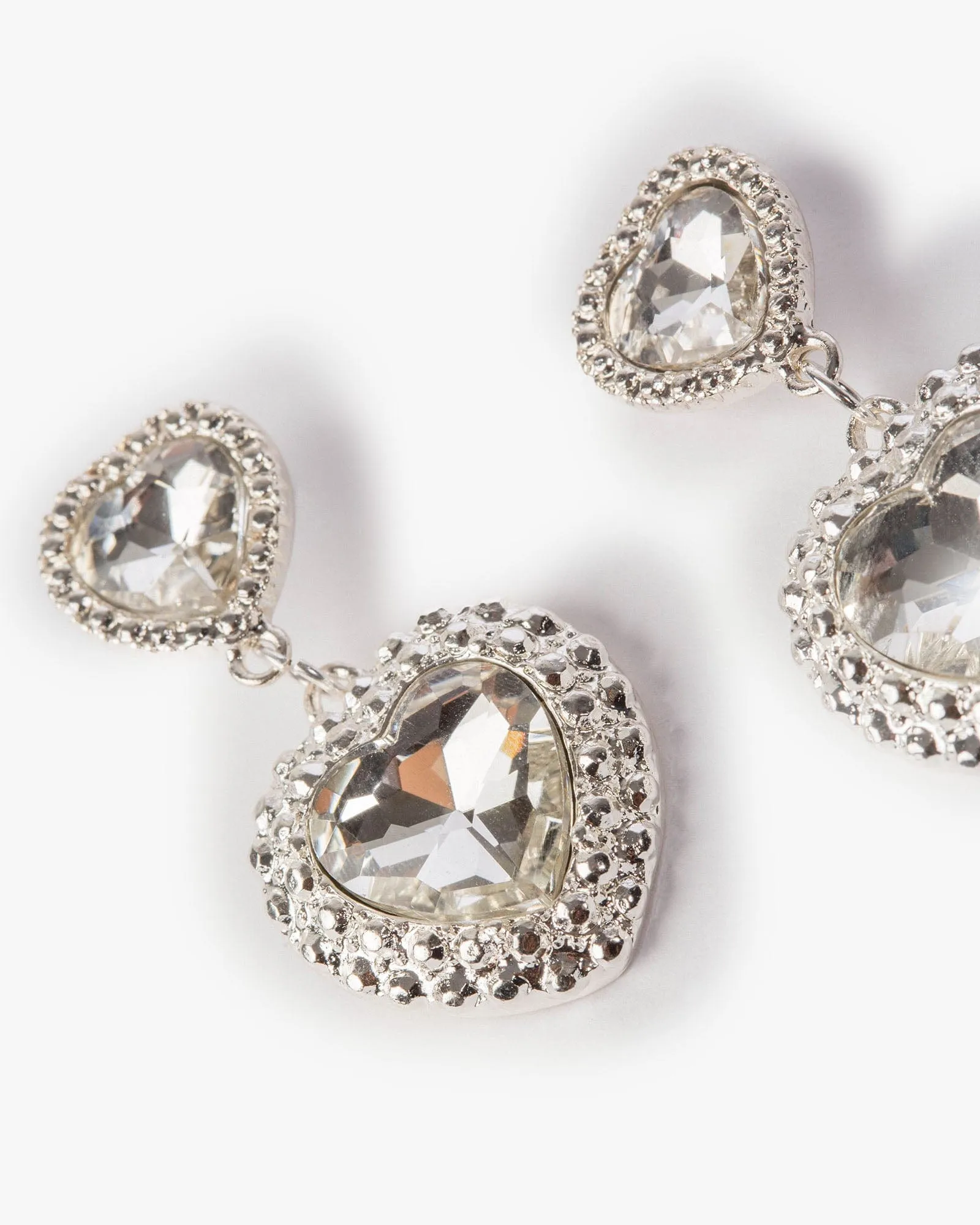 Crystal Pave Heart Drop Earrings sold by Collete Hayman product image thumbnail 3