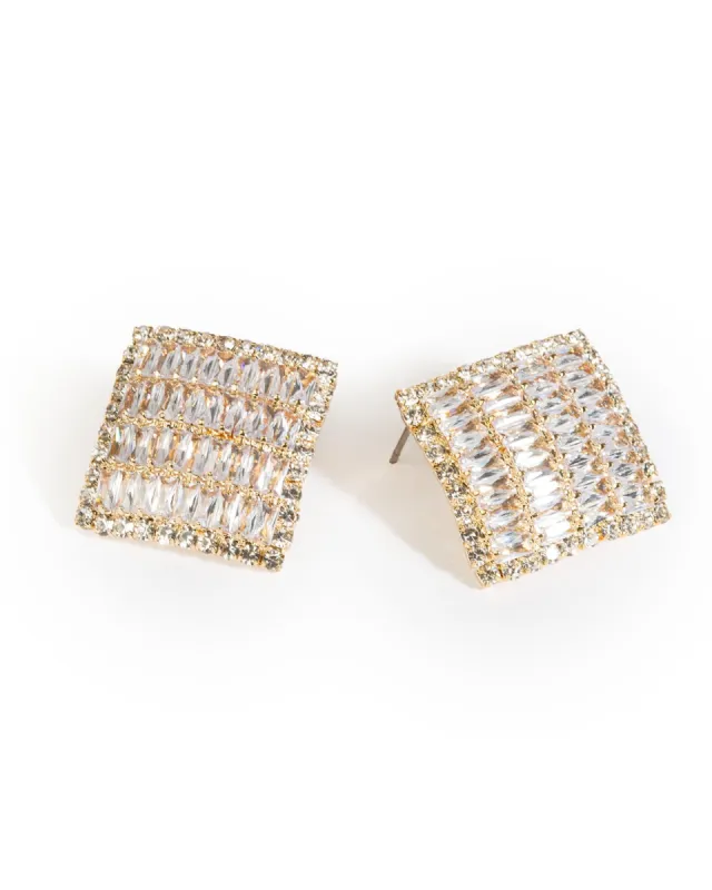 Crystal Square Detail Earrings sold by Collete Hayman