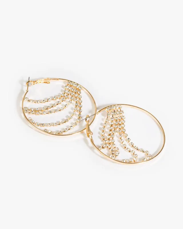 Gold Crystal Line Hoop Earrings sold by Collete Hayman