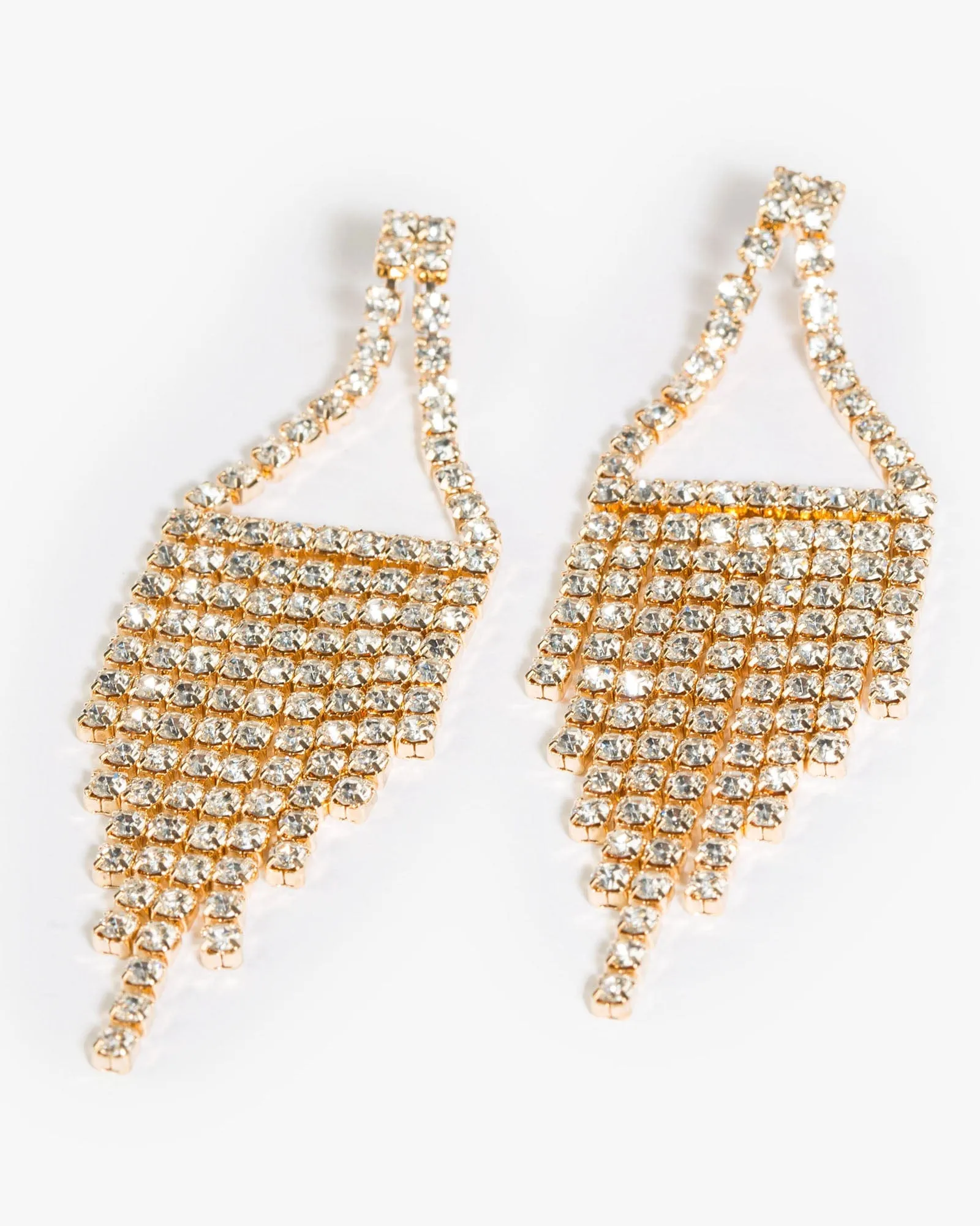 Crystal Diamond Cup Chain Drop Earrings sold by Collete Hayman product image thumbnail 2