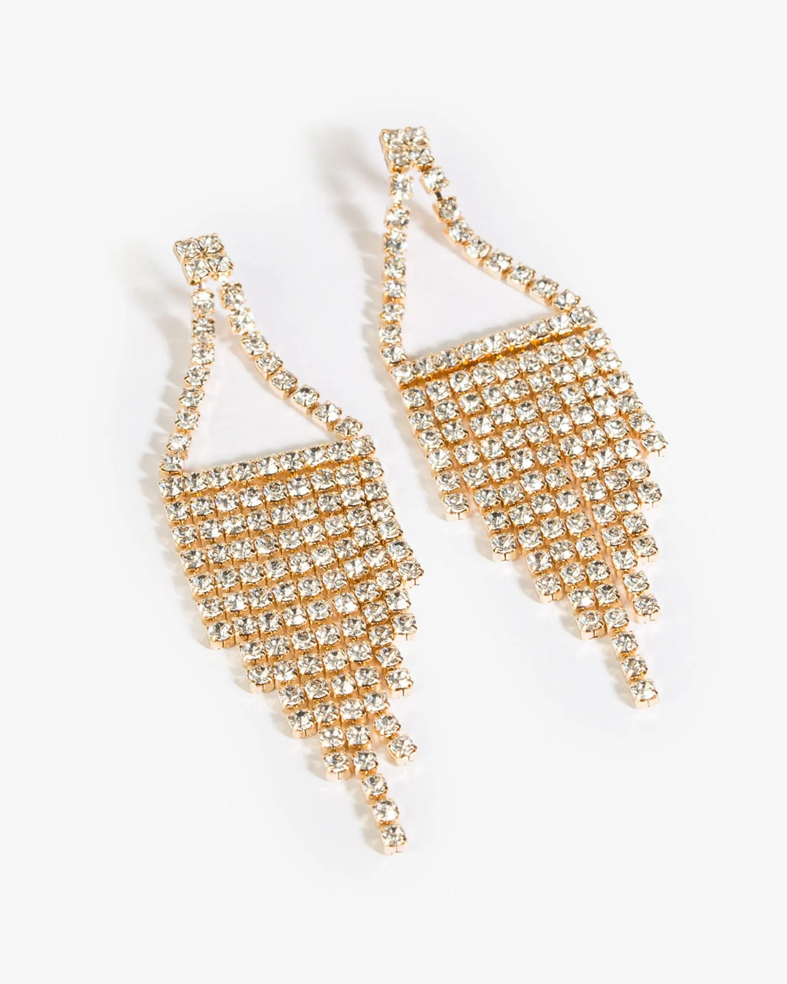Crystal Diamond Cup Chain Drop Earrings sold by Collete Hayman