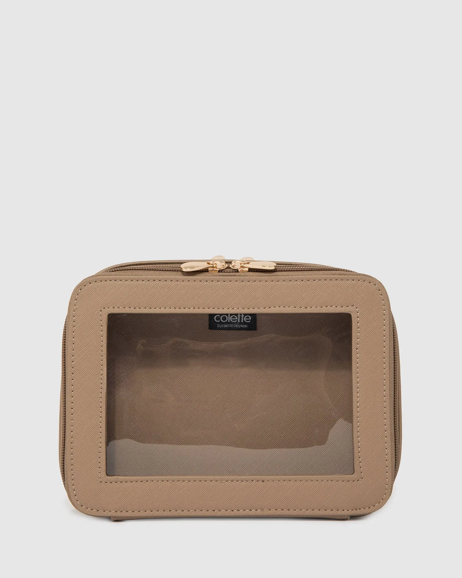 Taupe Mina Multi Compartment Cosmetic Case sold by Collete Hayman