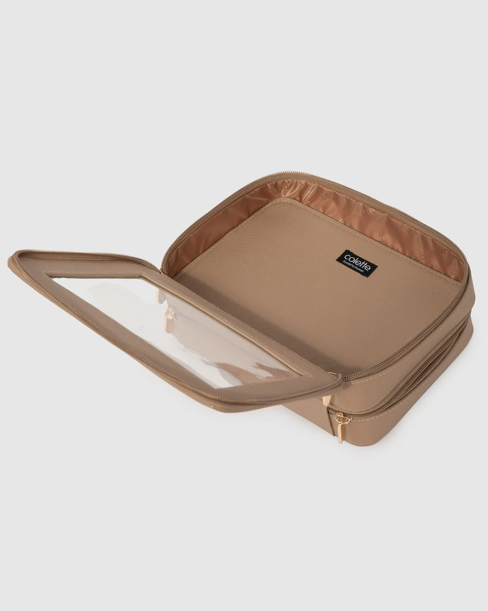 Taupe Mina Multi Compartment Cosmetic Case sold by Collete Hayman product image thumbnail 5