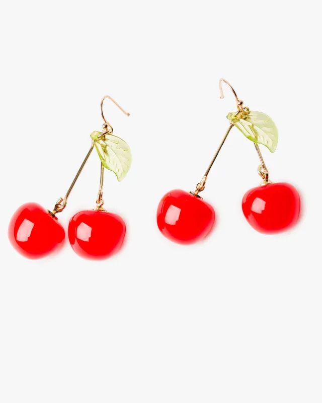 Red Cherry Bead Hook Earrings sold by Collete Hayman