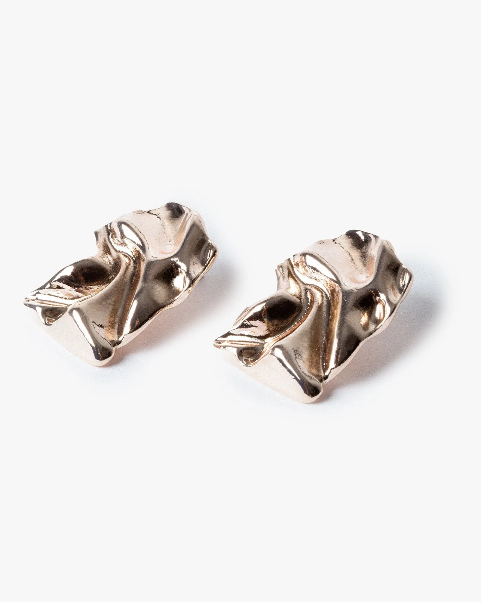 Rose Gold Crumpled Metal Rectangle Stud sold by Collete Hayman product image thumbnail 2