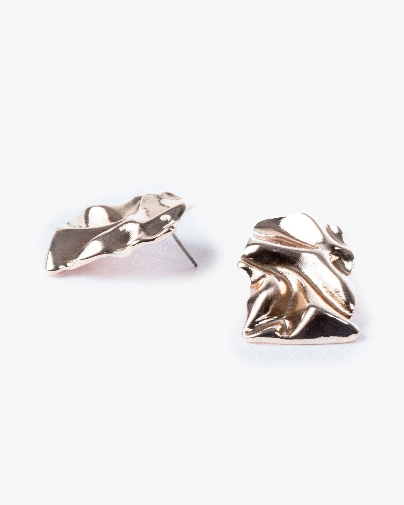 Rose Gold Crumpled Metal Rectangle Stud sold by Collete Hayman product image thumbnail 3