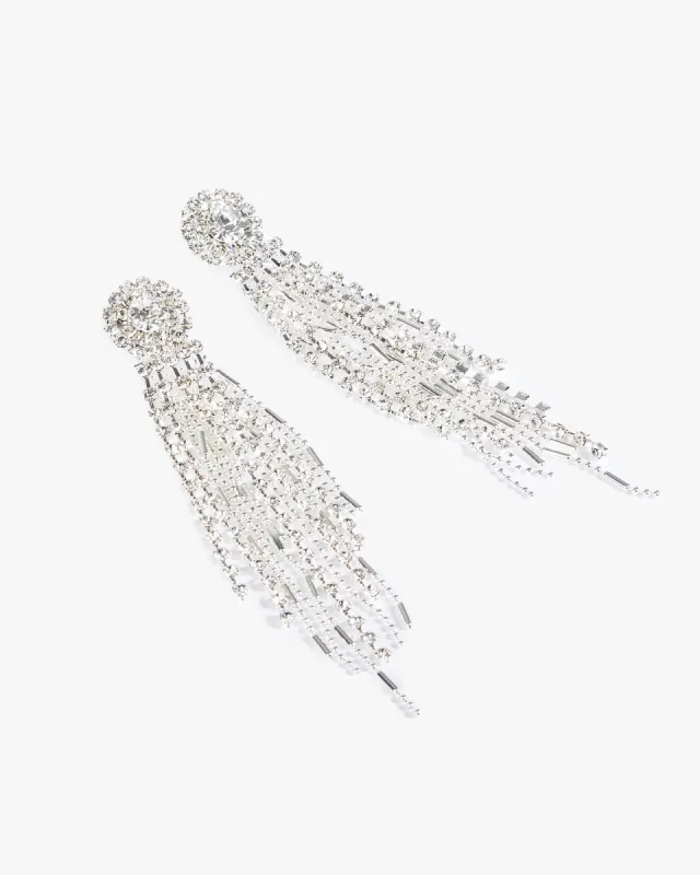 Crystal Round Tassel Statement Earrings sold by Collete Hayman