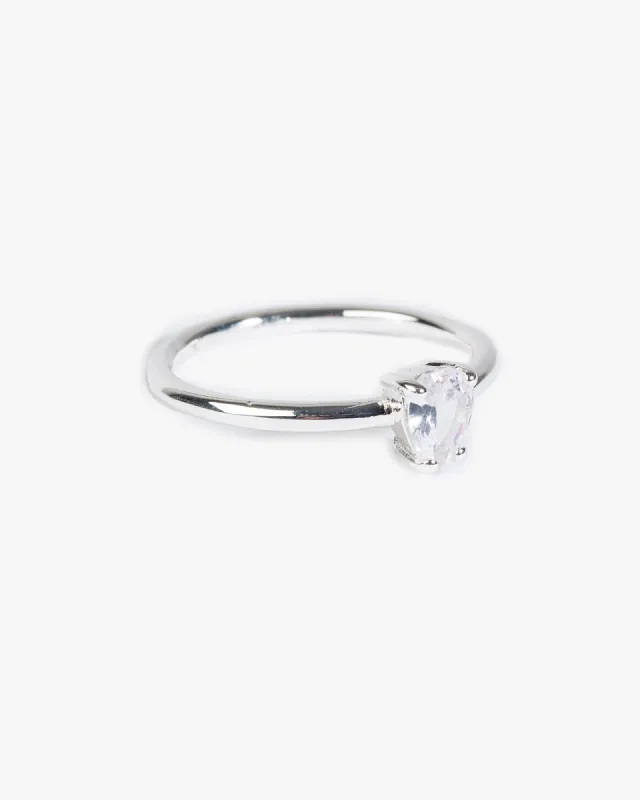 Silver Cubic Zirconia Pear Fine Band Ring sold by Collete Hayman