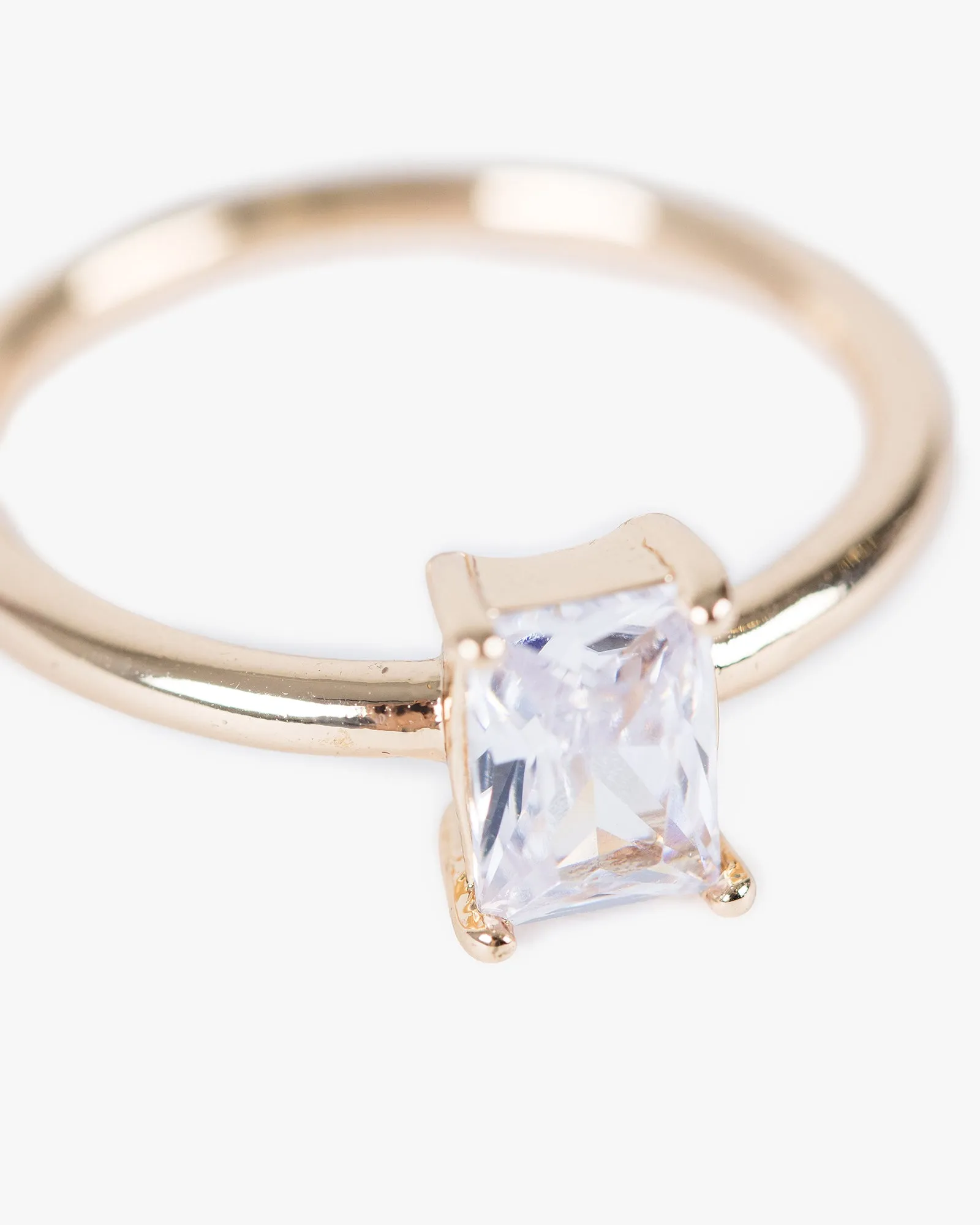 Gold Cubic Zirconia Rectangle Fine Band Ring sold by Collete Hayman product image thumbnail 2