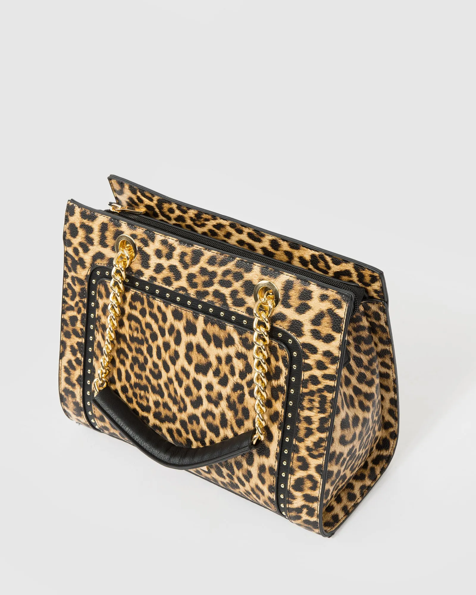 Leopard Print Ella Stud Panel Tote Bag sold by Collete Hayman product image thumbnail 4