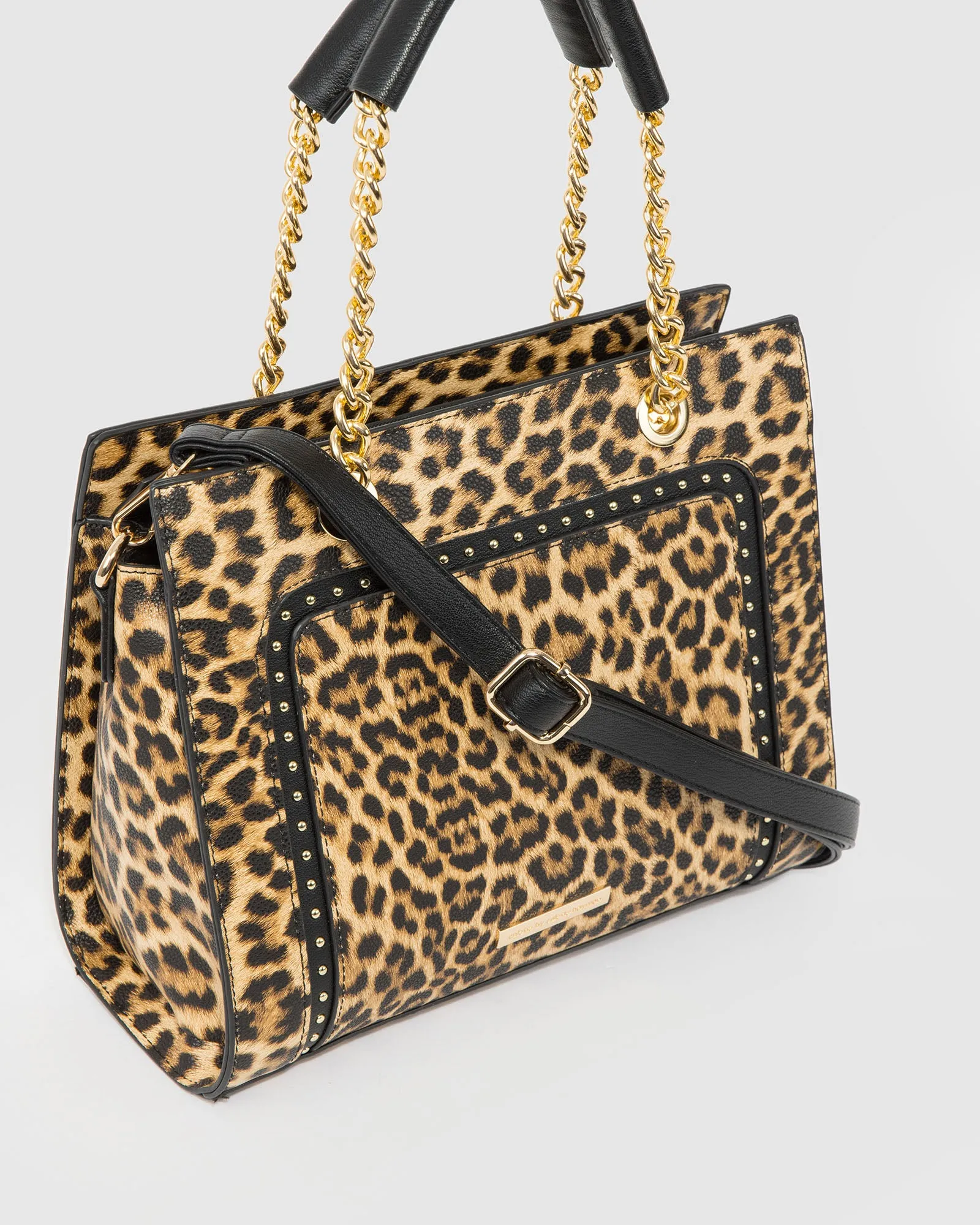 Leopard Print Ella Stud Panel Tote Bag sold by Collete Hayman product image thumbnail 2