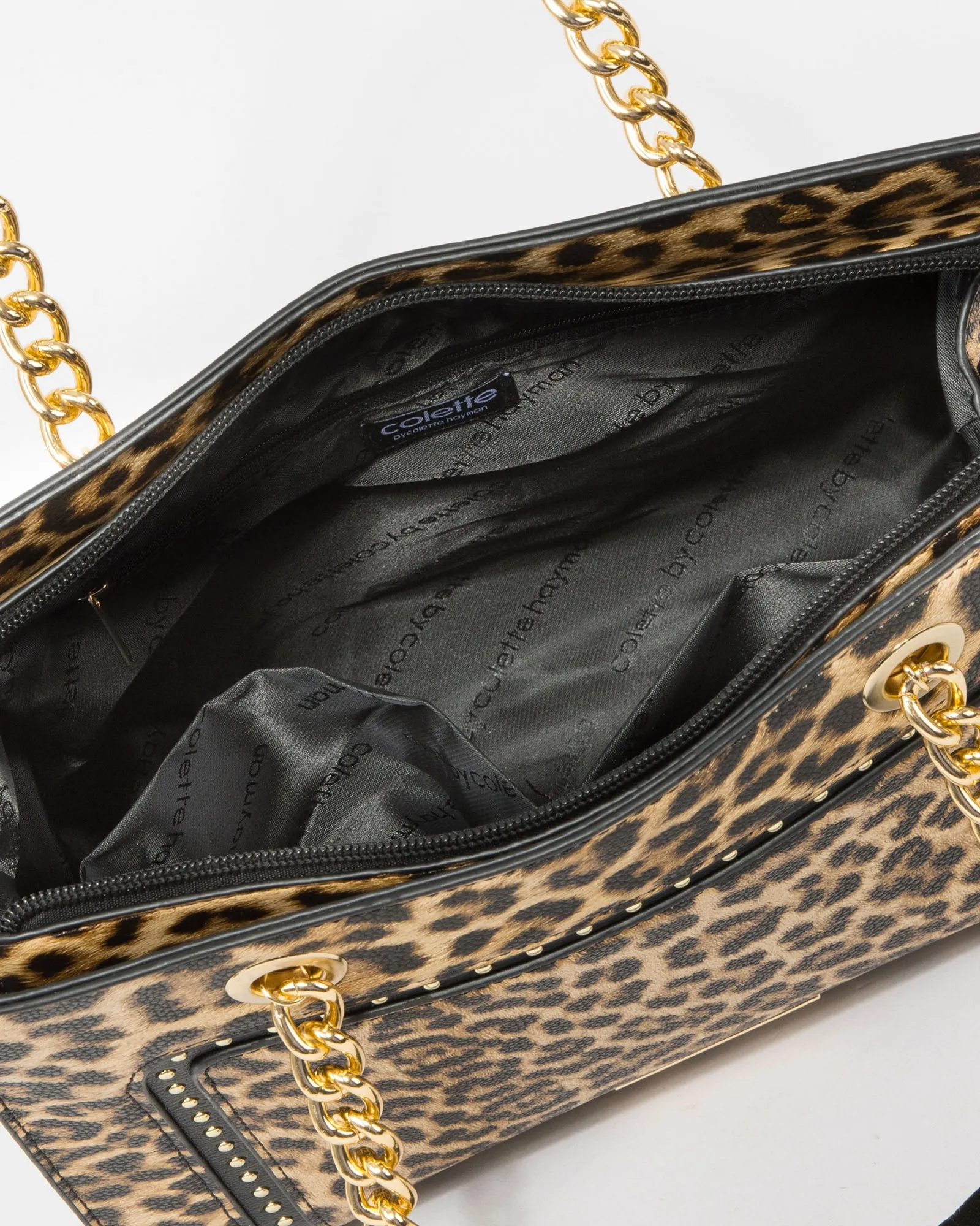 Leopard Print Ella Stud Panel Tote Bag sold by Collete Hayman product image thumbnail 5