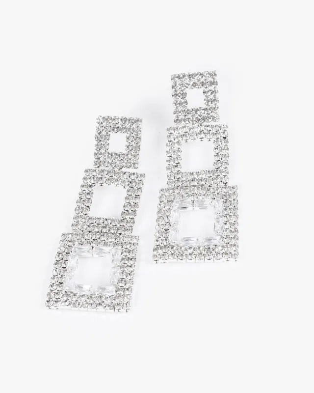 Crystal Triple Square Drop Earrings sold by Collete Hayman