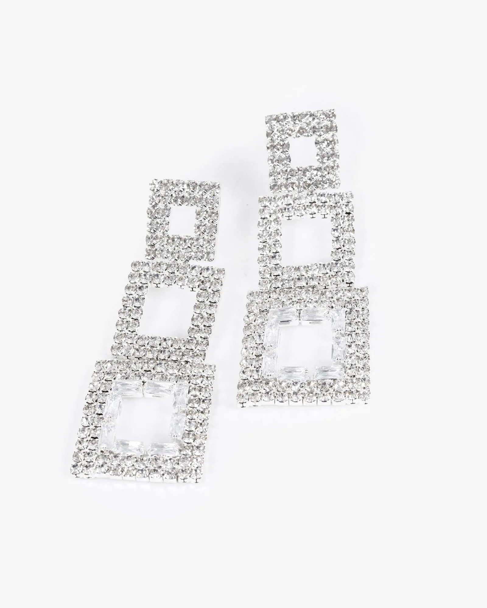 Crystal Triple Square Drop Earrings sold by Collete Hayman