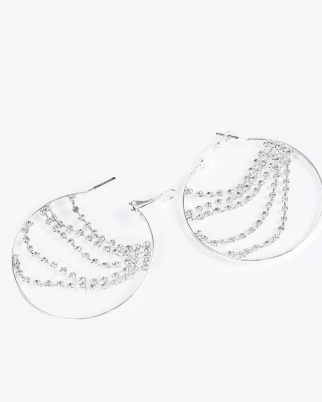 Silver Crystal Line Hoop Earrings sold by Collete Hayman
