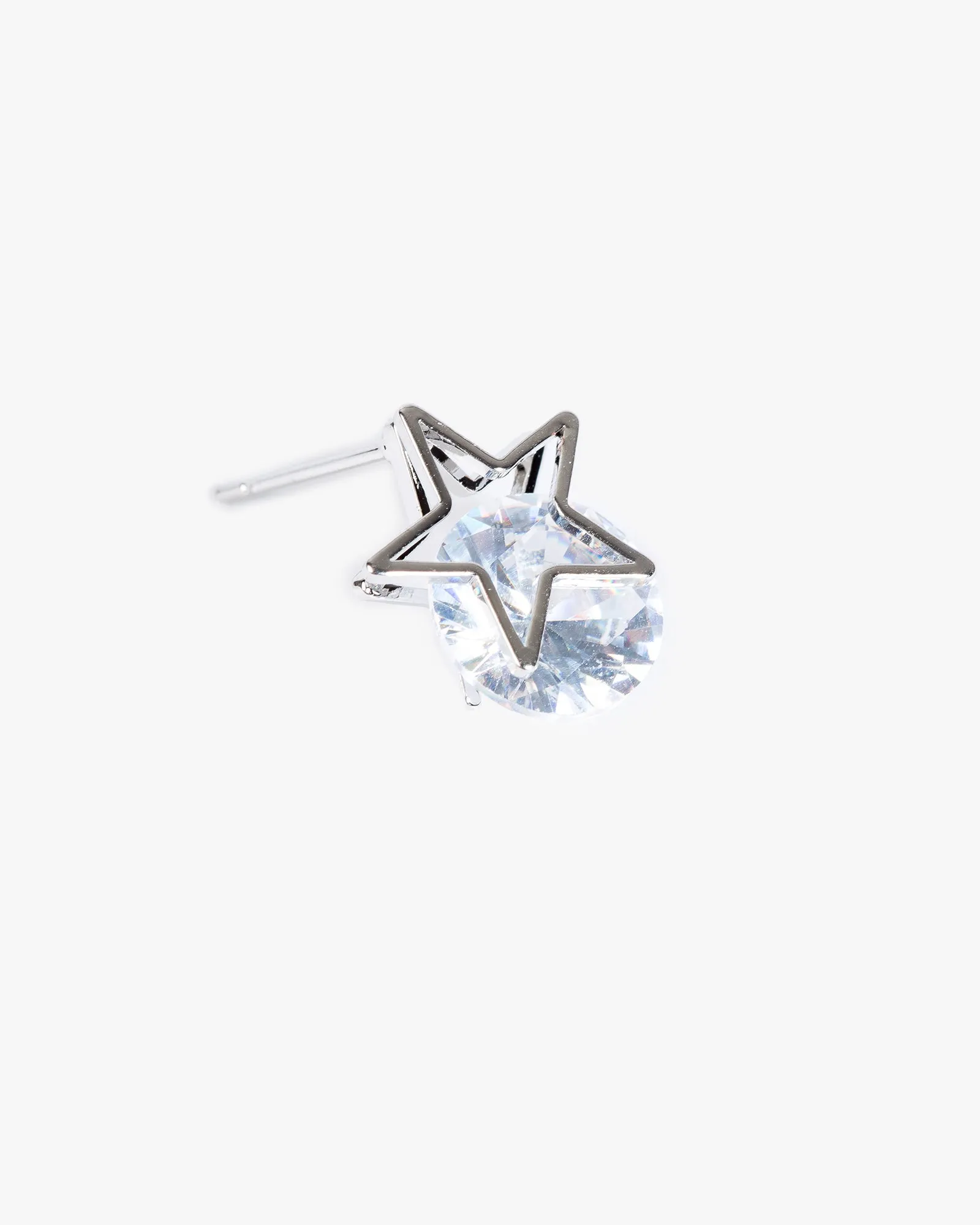 Silver Cubic Zirconia Star Framed Stud Earrings sold by Collete Hayman product image thumbnail 2