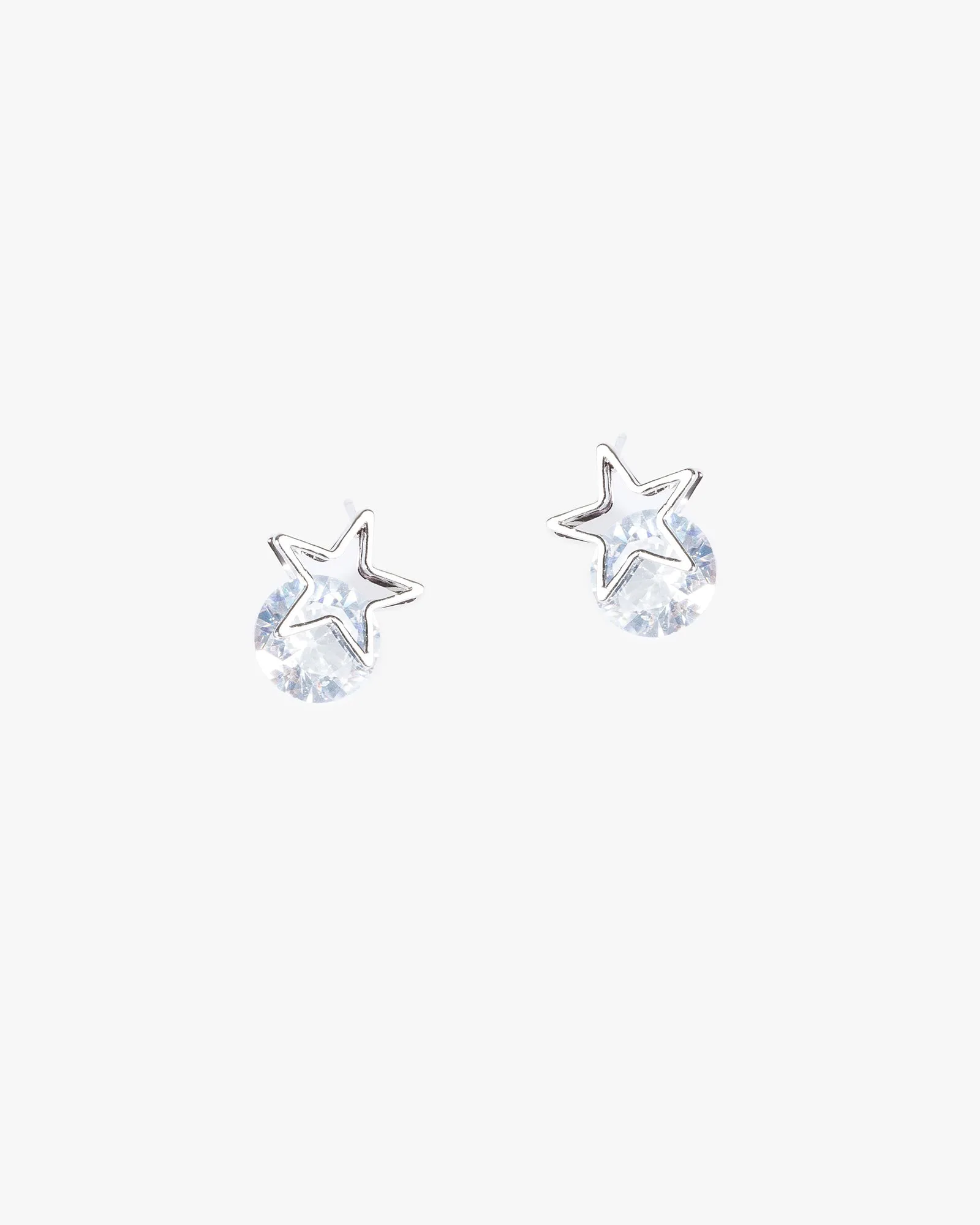 Silver Cubic Zirconia Star Framed Stud Earrings sold by Collete Hayman