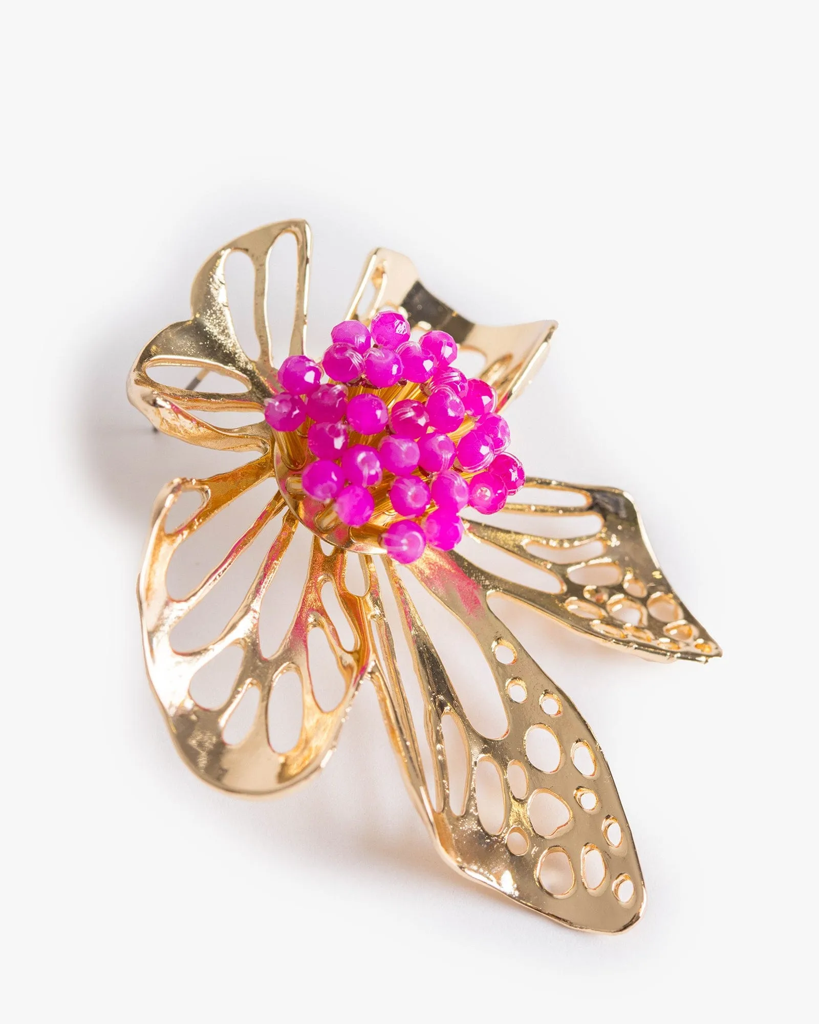 Gold Metal Flower Bead Detail Earrings sold by Collete Hayman product image thumbnail 3