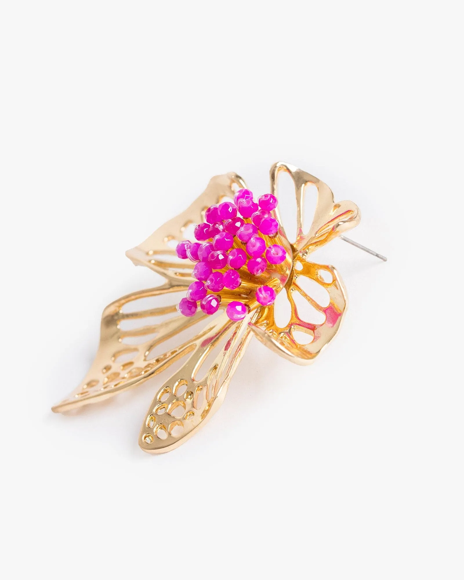 Gold Metal Flower Bead Detail Earrings sold by Collete Hayman product image thumbnail 2