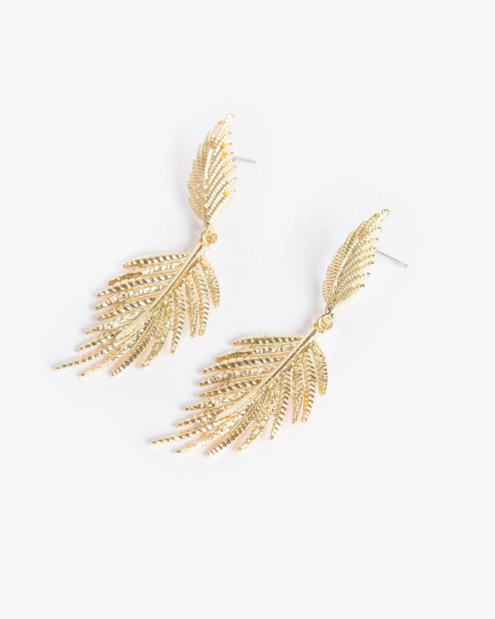 Gold Fan Leaf Detail Drop Earrings sold by Collete Hayman product image thumbnail 3