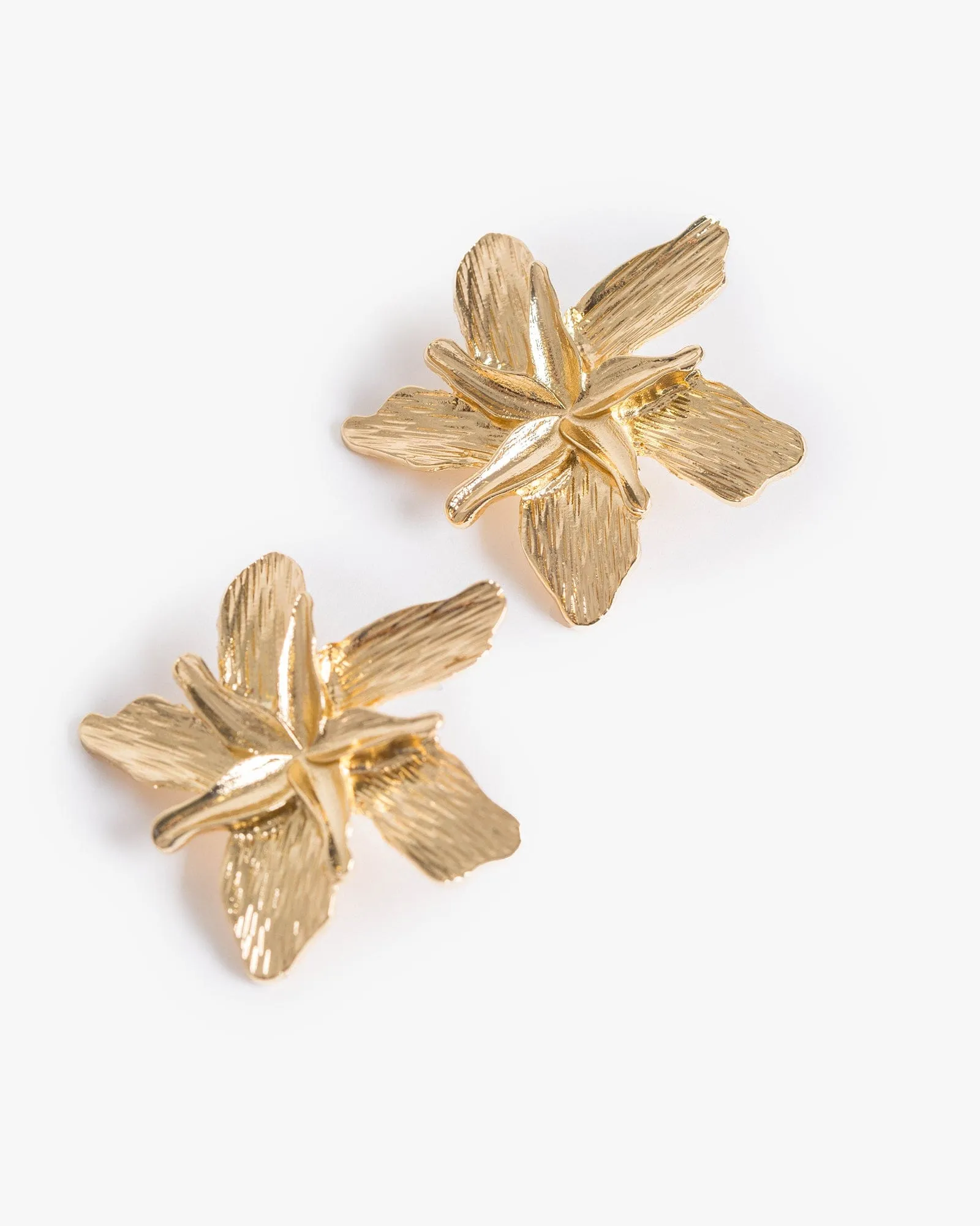 Gold Large Metal Flower Earrings sold by Collete Hayman