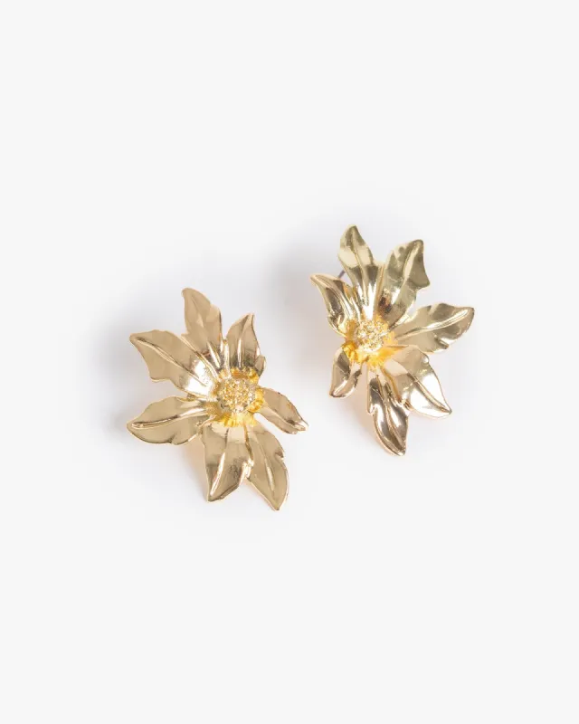 Gold Metal Half Flower Earrings sold by Collete Hayman