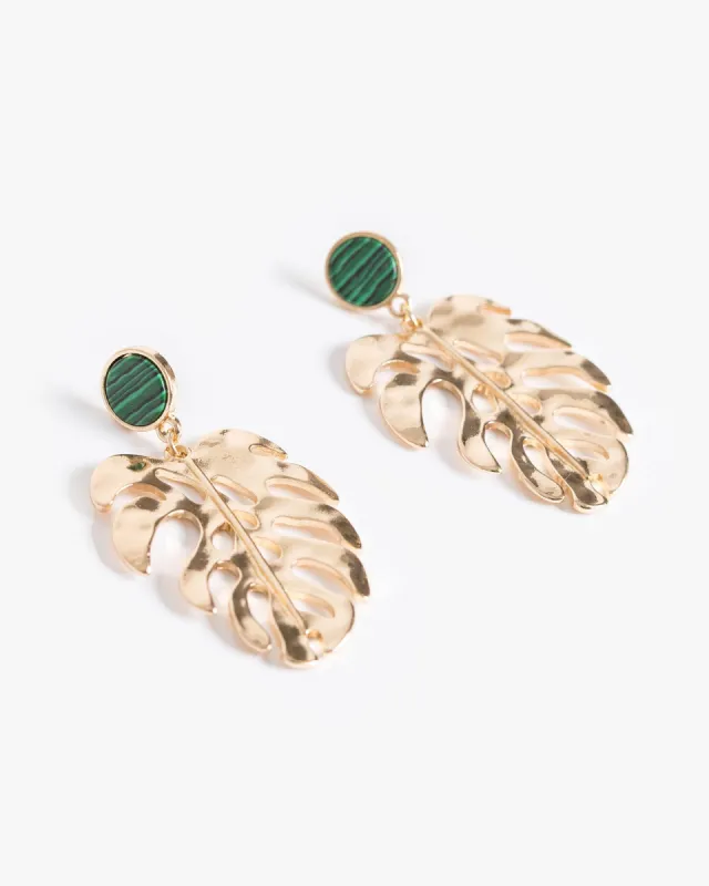 Green Palm Leaf Drop Earrings sold by Collete Hayman